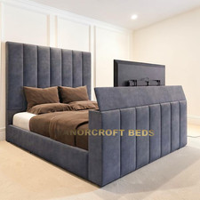 Panel Lined TV Bed Frame with
