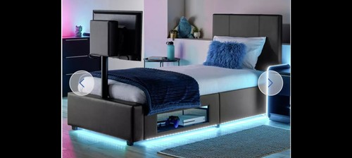 Ava upholstered leather bed - upholstered, tv
