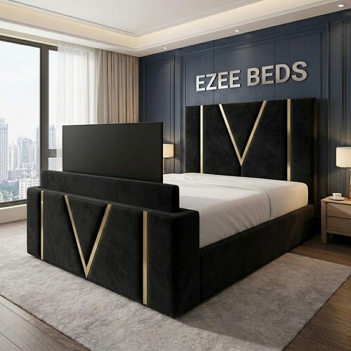 Gold crest upholstered bed - upholstered, tv