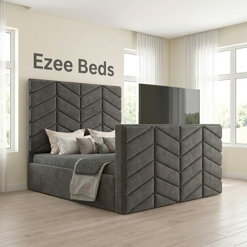 Chevron upholstered bed - upholstered,