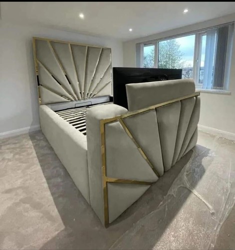 Soft plush gold stripe bed - soft, tv